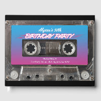 Retro 80s Neon Pink Blue Mixtape Cassette Party Gu