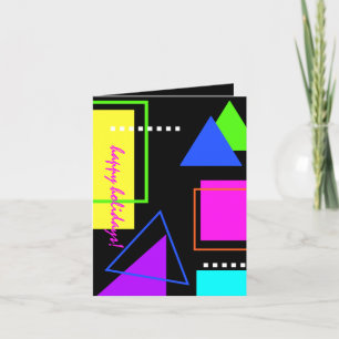RETRO 80s NEON SHAPES VINTAGE HOLIDAY XMAS PHOTO Card