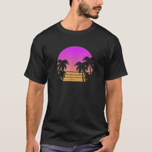Retro 80s Palms Trees Vaporwave Outrun Art Sunset  T-Shirt