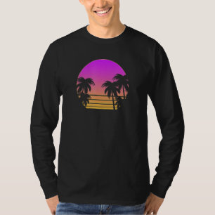 Retro 80s Palms Trees Vaporwave Outrun Art Sunset T-Shirt