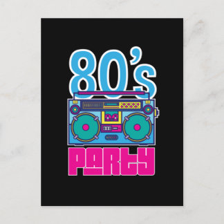 Retro 80's Party Girl Awesome Colorful Postcard