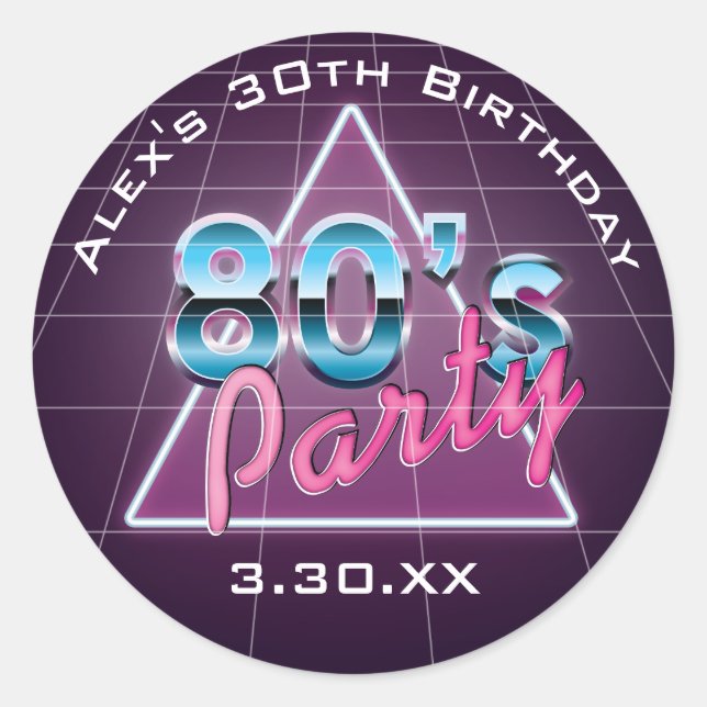 Retro 80's Party Stickers (Front)