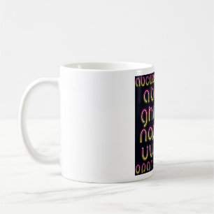 Retro 80s Pink and Yellow Glowing Neon Alphabet Coffee Mug