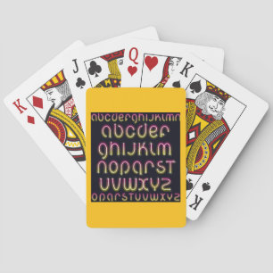 Retro 80s Pink and Yellow Glowing Neon Alphabet Playing Cards