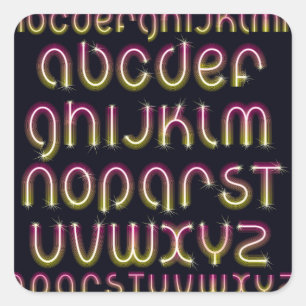 Retro 80s Pink and Yellow Glowing Neon Alphabet Square Sticker