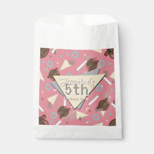 Retro 80's Pink Baby Hippo Birthday Favour Bag