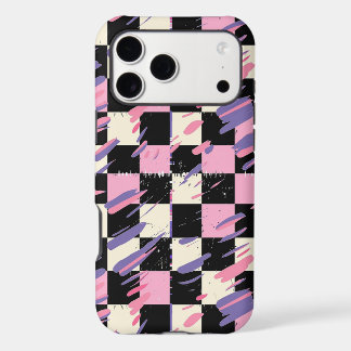 Retro 80s Pink Purple Checkered iPhone Samsung