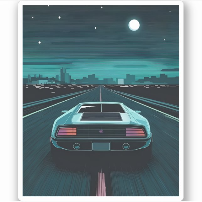 Retro 80s Pixel LoFi Vaporwave Futuristic Supercar (Front)