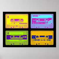 Retro 80s Pop Art Cassette Tapes