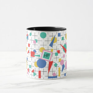 Retro 80s pop art geometric shapes & grid mug