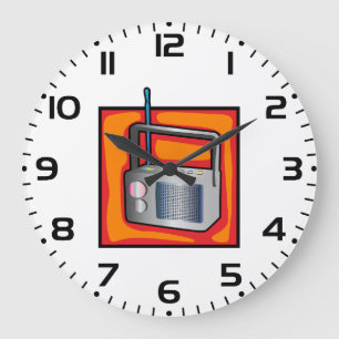 Retro 80s Pop Art Radio Vibrant Vintage Large Clock