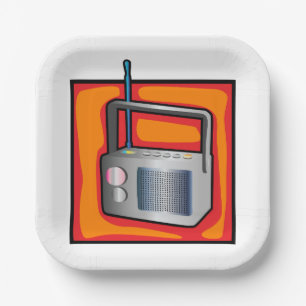 Retro 80s Pop Art Radio Vibrant Vintage Paper Plate