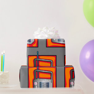 Retro 80s Pop Art Radio Vibrant Vintage Wrapping Paper