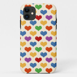 Retro 80s rainbow girly kawaii cute hearts pattern iPhone 11 case
