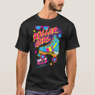 Retro 80s Roller Girl Sun Glasses Music Cassette T T-Shirt