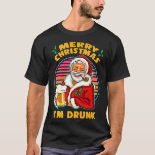Retro 80s Santa Im Drunk Beer Funny Drinking Chris T-Shirt