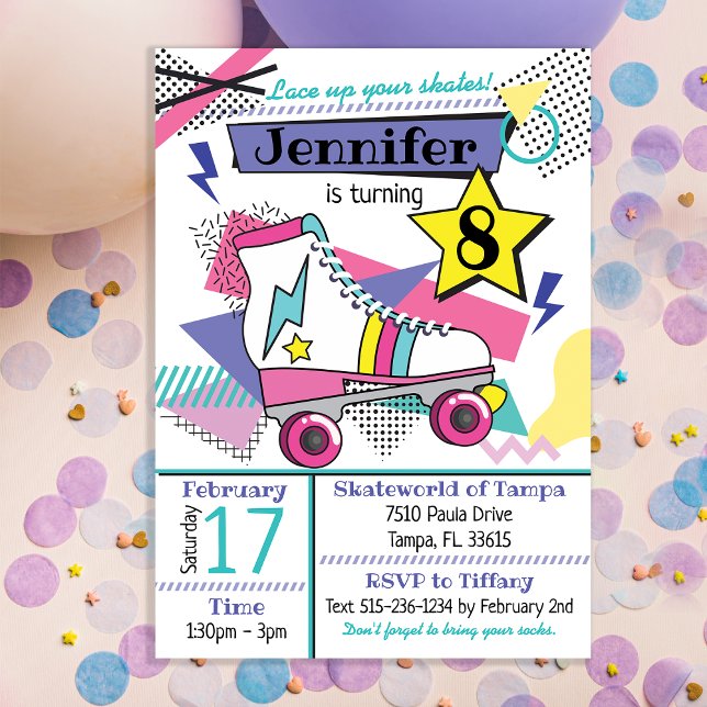 Retro 80's Skate Party Birthday Invitation (Creator Uploaded)