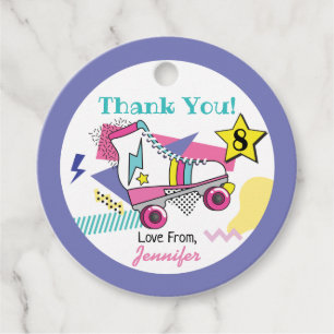 Retro 80's Skate Party Birthday Thank you Favour Tags