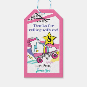 Retro 80's Skate Party Birthday Thank you Gift Tags