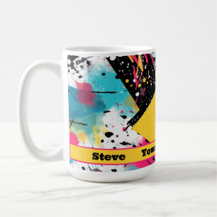 Retro 80s Splatter New Wave Pattern Personalised  Coffee Mug