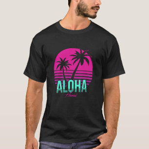 Retro 80s Style Aloha Hawaii Tropical Sunset Palm T-Shirt