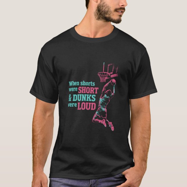 Retro 80s Style Basketball Dunk Illustration T-Shirt (Front)