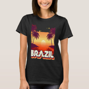 Retro 80's Style Brazil Palm Tree Surf T-Shirt