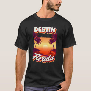 Retro 80's Style Destin Florida Palm Tree Surf T-Shirt