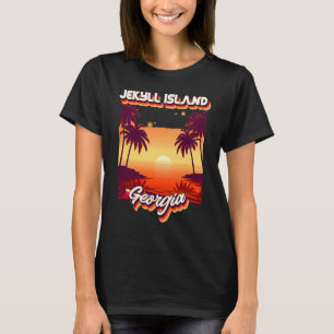 Retro 80's Style Jekyll Island Georgia Palm Tree S T-Shirt