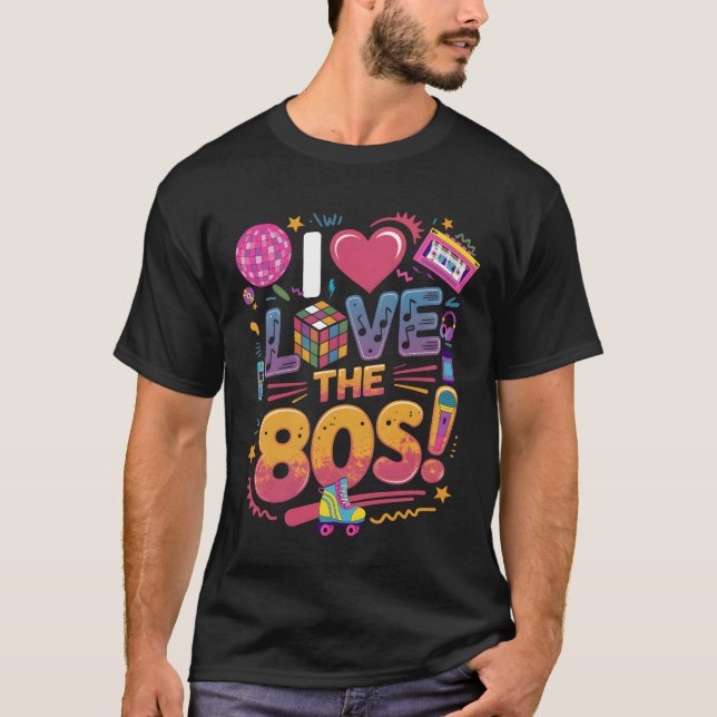 Retro 80s Style With Disco Ball Rubik_s Cube Casse T-Shirt (Front)