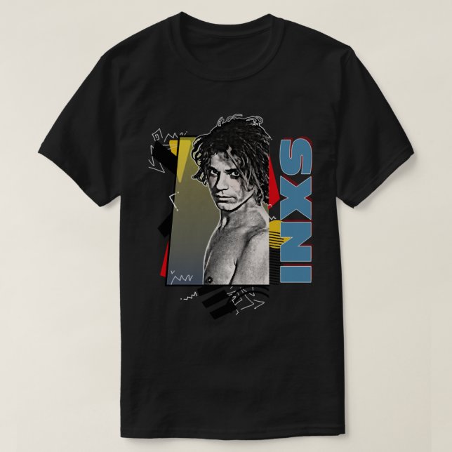 Retro 80s Styled INXS   T-Shirt (Design Front)