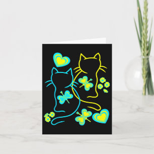 Retro 80s Summer Cats Heart Flowers Cat Kitten Chi Card