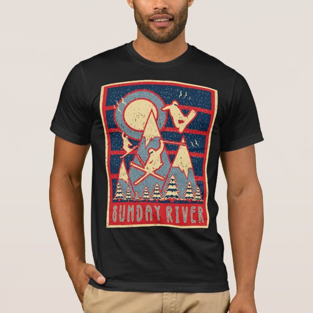 Retro 80s Sunday River Ski  T-Shirt (Front)
