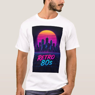 Retro 80s Synthwave City Skyline T-Shirt