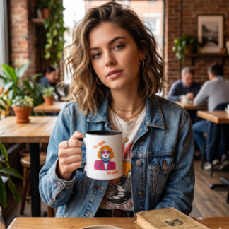 Retro 80s Synthwave Girl "Too Cool To Care" Coffee Mug