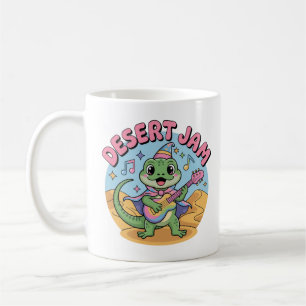 Retro 80s Synthwave Lizard Keytar Coffee Mug