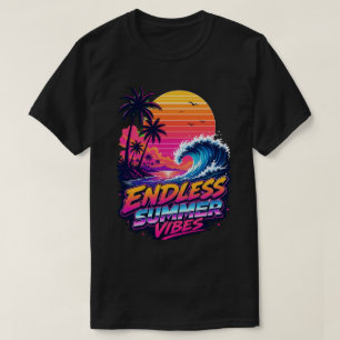 Retro 80s Synthwave Sunset Surf Tee