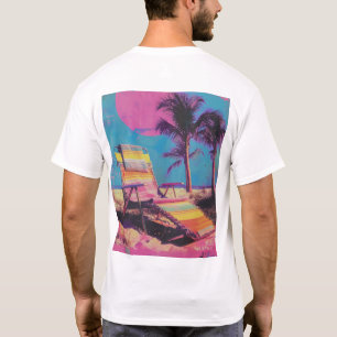 Retro 80s Synthwave Towel Over a Beach Chair T-Shi T-Shirt