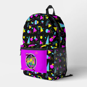 RETRO 80s TAPE COLORFUL SHAPES  Printed Backpack