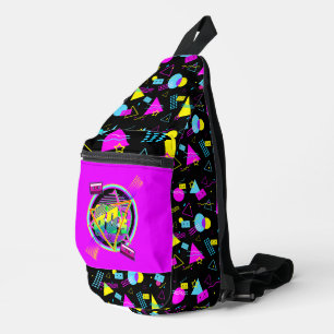 RETRO 80s TAPE COLORFUL SHAPES  Sling Bag