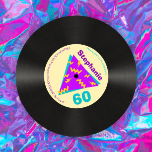 Retro 80s Themed 60th Birthday Party Faux Record Invitation