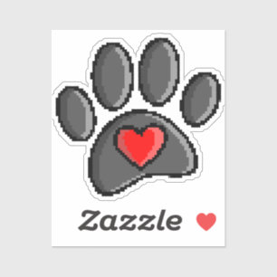 Retro 80s Video Game 8 Bit Pixel Art Dog Paw