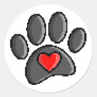 Retro 80s Video Game 8 Bit Pixel Art Dog Paw