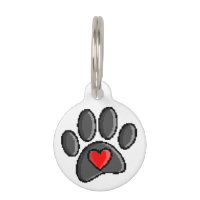 Retro 80s Video Game 8 Bit Pixel Art Dog Paw Print
