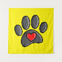 Retro 80s Video Game 8 Bit Pixel Art Dog Paw Print