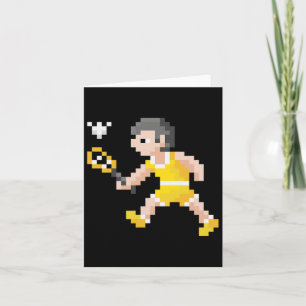 Retro 80s Video Game Pixel Art Badminton Player  Card