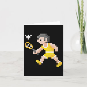 Retro 80s Video Game Pixel Art Badminton Player  Card