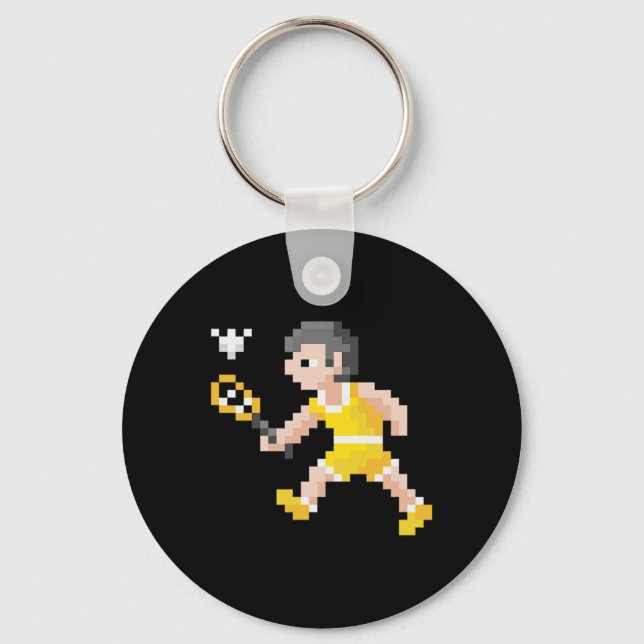 Retro 80s Video Game Pixel Art Badminton Player  Key Ring (Front)