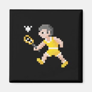 Retro 80s Video Game Pixel Art Badminton Player  Magnet
