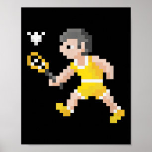 Retro 80s Video Game Pixel Art Badminton Player  Poster